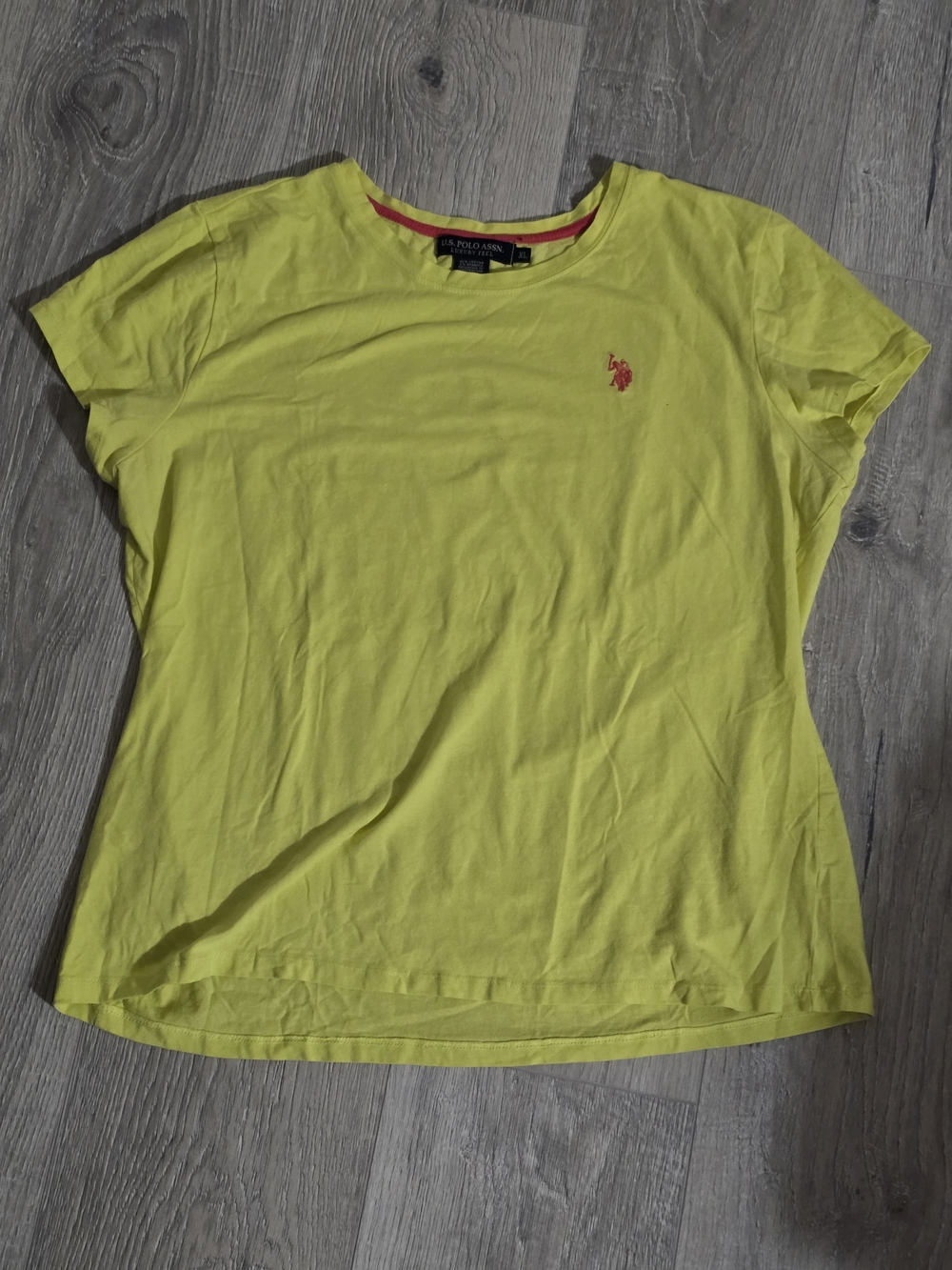 U.S. Polo Assn. Yellow Short Sleeve Crew Tee with Red Logo